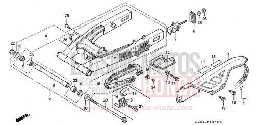 FOURCHETTE ARRIERE/CARTER DE CHAINE NX650L de 1990